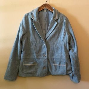 Light blue tweed blazer, perfect for fall